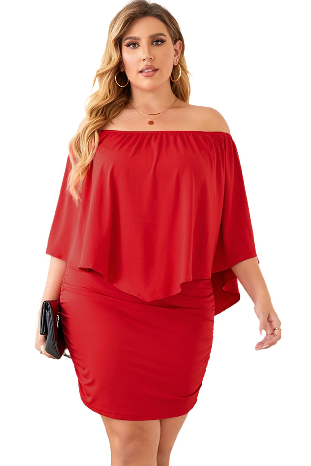 Plus size Dressing Layered Fiery Red Mini Poncho Dress by Wild and Free Boutique
