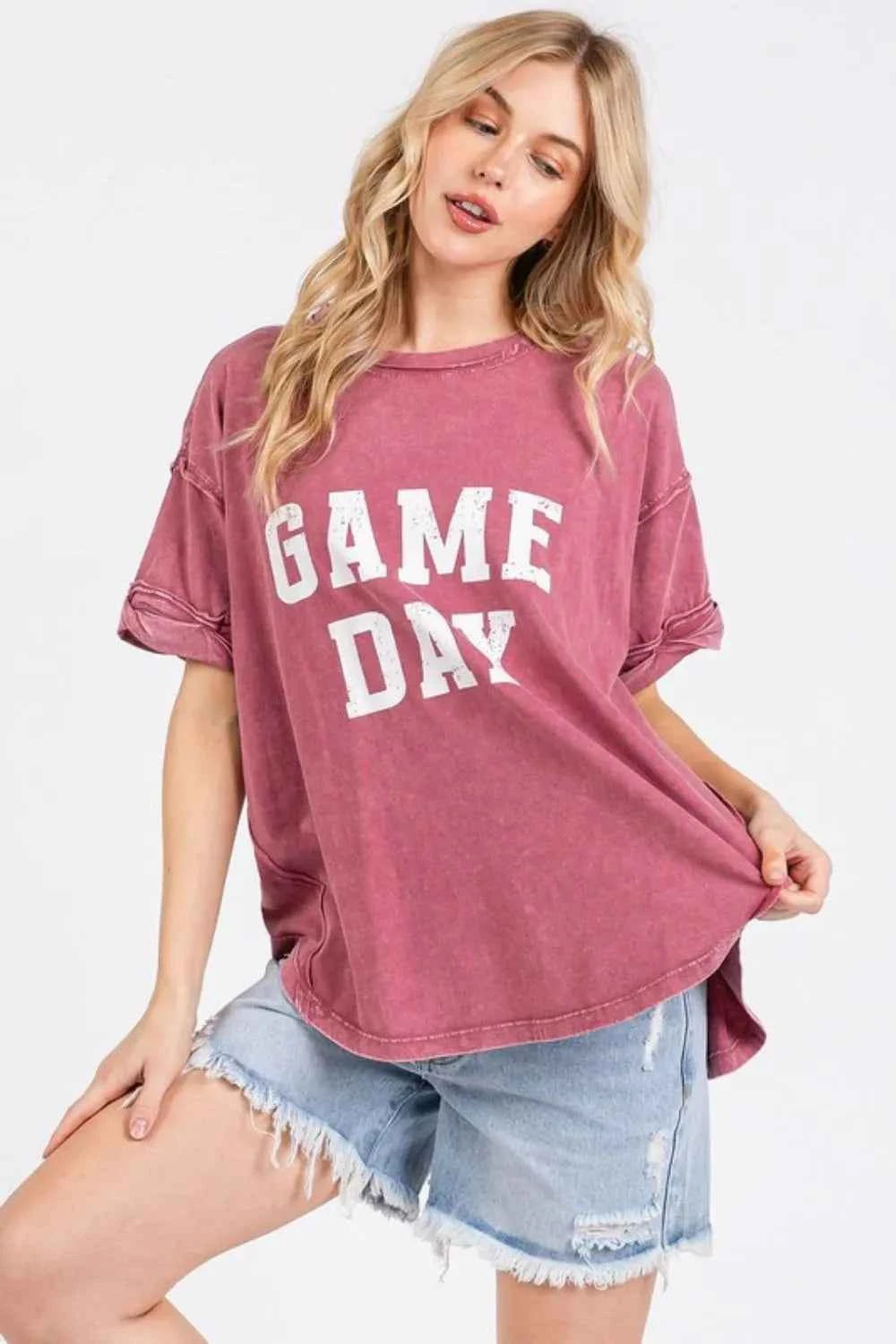 Mittoshop GAME DAY Round Neck Short Sleeve T-Shirt by Wild and Free Boutique