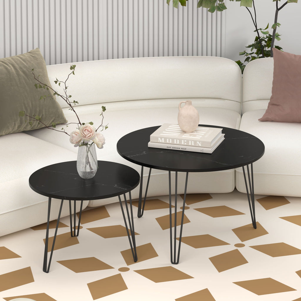 Round Nesting Coffee Table For Living Room (Set of 2) by Unique Piece Furniture