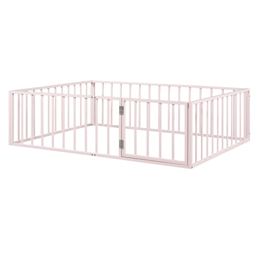Metal Floor Bed Frame With Fence And Door by Unique Piece Furniture