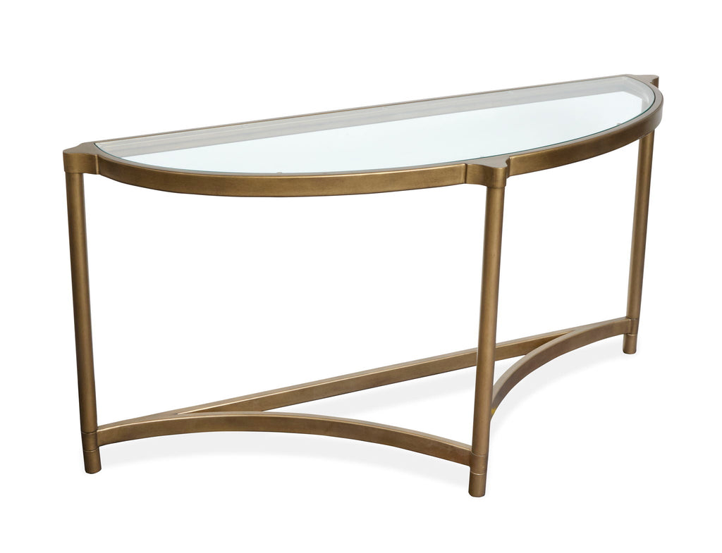 Cassidy - Demilune Sofa Table - Aged Brass And Volakas Classic by Unique Piece Furniture