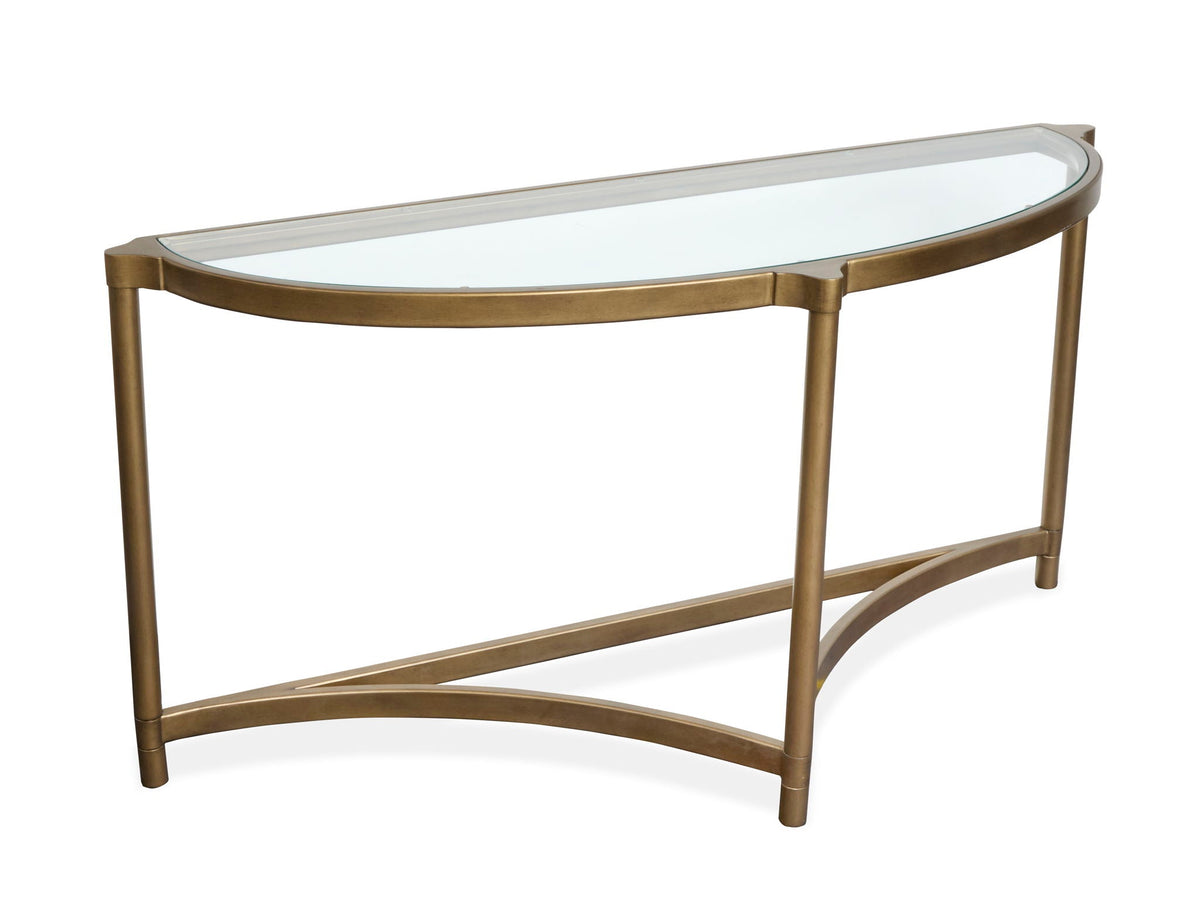 Cassidy - Demilune Sofa Table - Aged Brass And Volakas Classic by Unique Piece Furniture