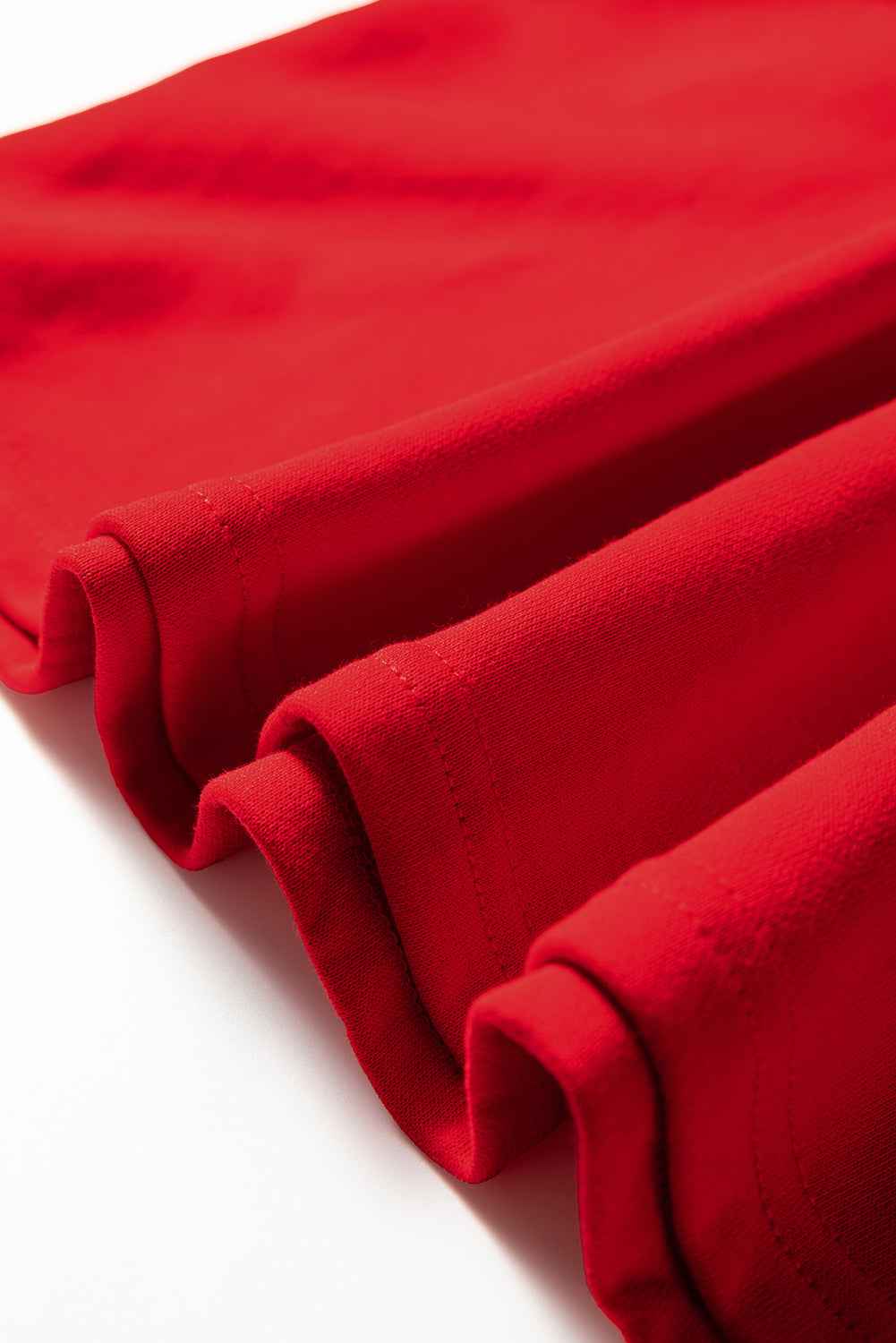 Fiery Red Varsity Contrast Banded Sleeve Shift Sweatshirt Dress by Wild and Free Boutique