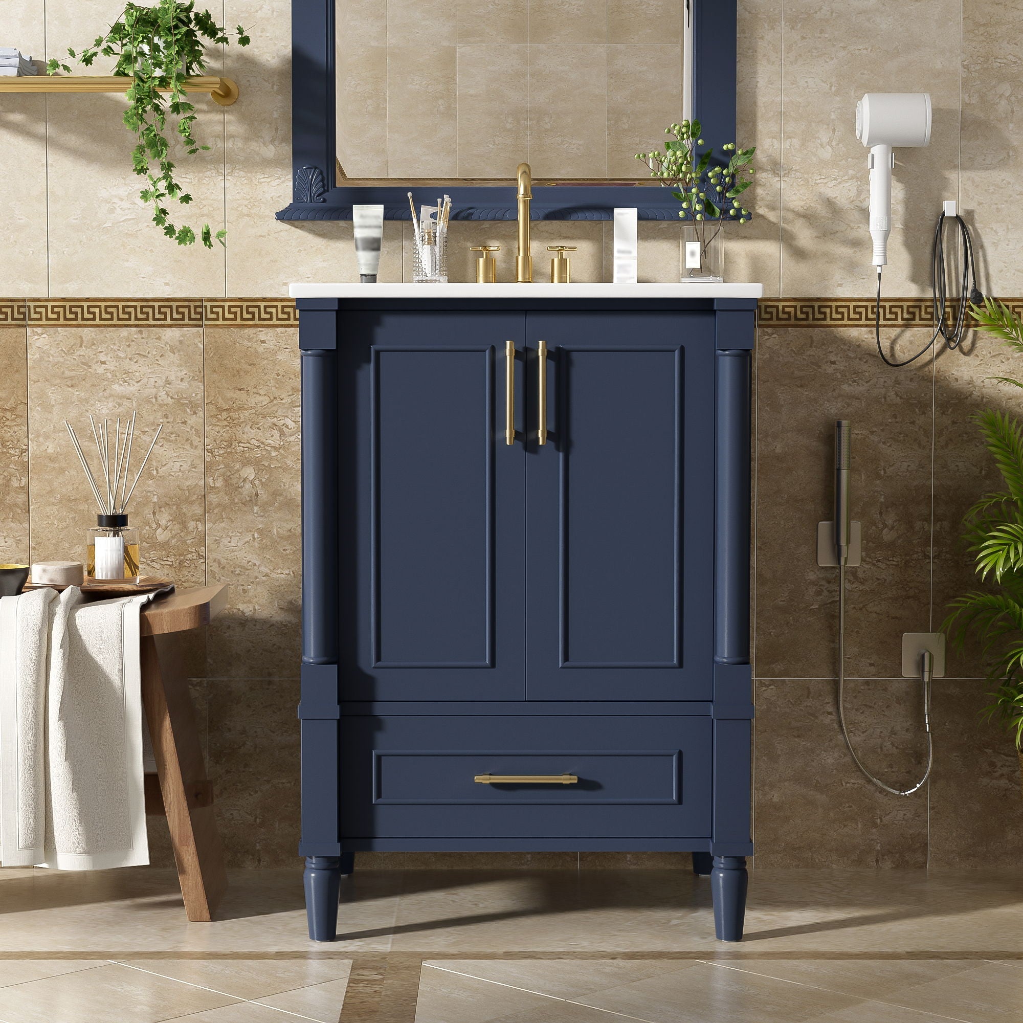 Bathroom Vanity With Ornate French Cylinder Legs, Soft Close Drawer by Unique Piece Furniture