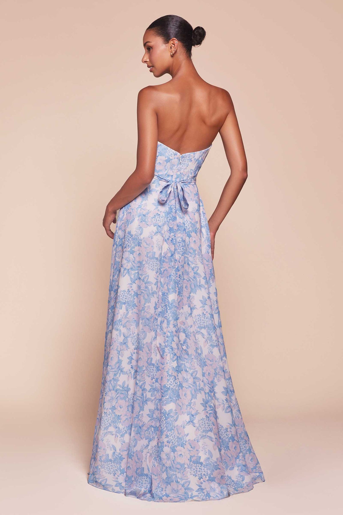 Ladivine 7443 Dress Strapless A-Line Floral Satin Dress by DiscountDressShop