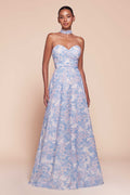 Ladivine 7443 Dress Strapless A-Line Floral Satin Dress by DiscountDressShop