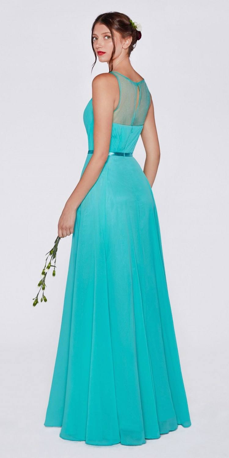 Cinderella Divine 7458 Illusion Sweetheart Long Chiffon Dress by DiscountDressShop