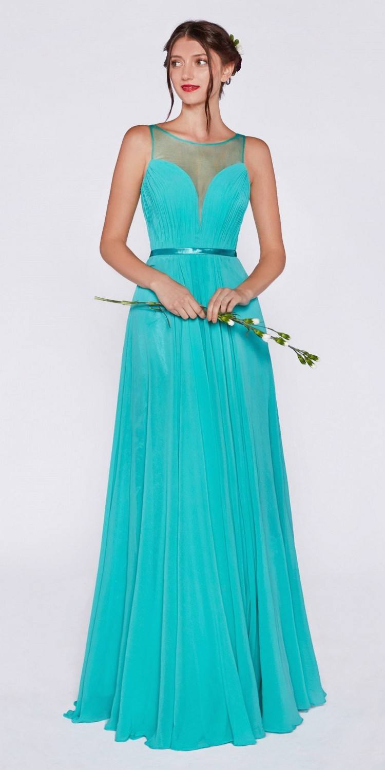 Cinderella Divine 7458 Illusion Sweetheart Long Chiffon Dress by DiscountDressShop