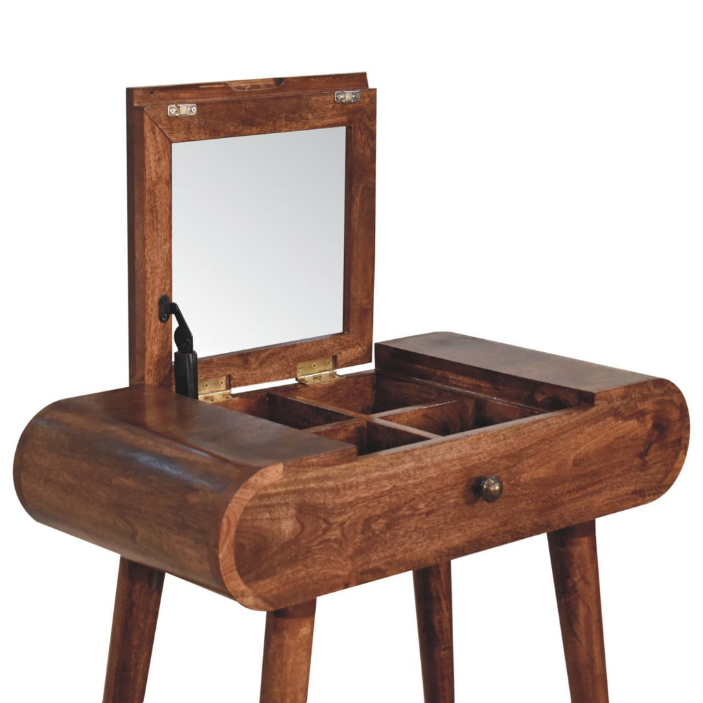 Mini Dressing Table With Foldable Mirror - Caramel by Unique Piece Furniture