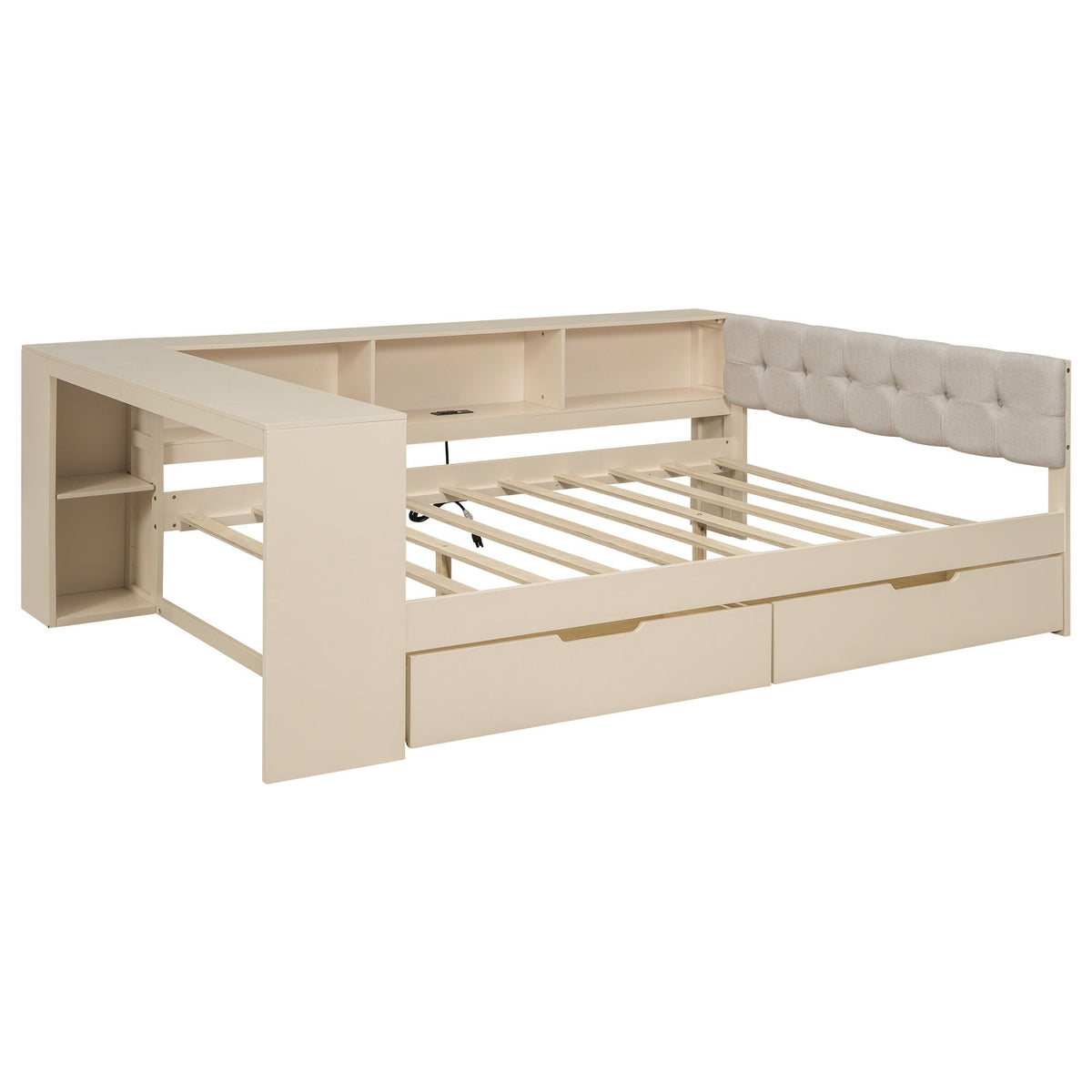 Upholstered Headboard Platform Bed With Storage Shelves, Drawers, Charging Station by Unique Piece Furniture