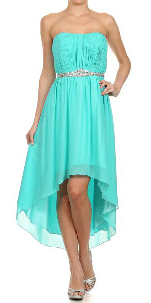 Juliet 747 Asymmetrical Strapless Ruched Bodice Dress by DiscountDressShop