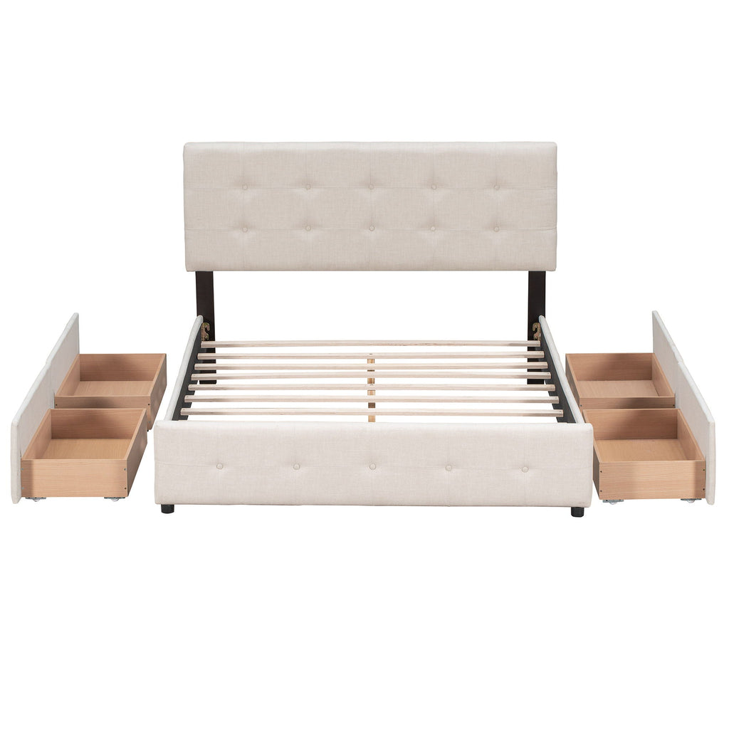 Upholstered Platform Bed With Classic Headboard And Drawers, No Box Spring Needed by Unique Piece Furniture