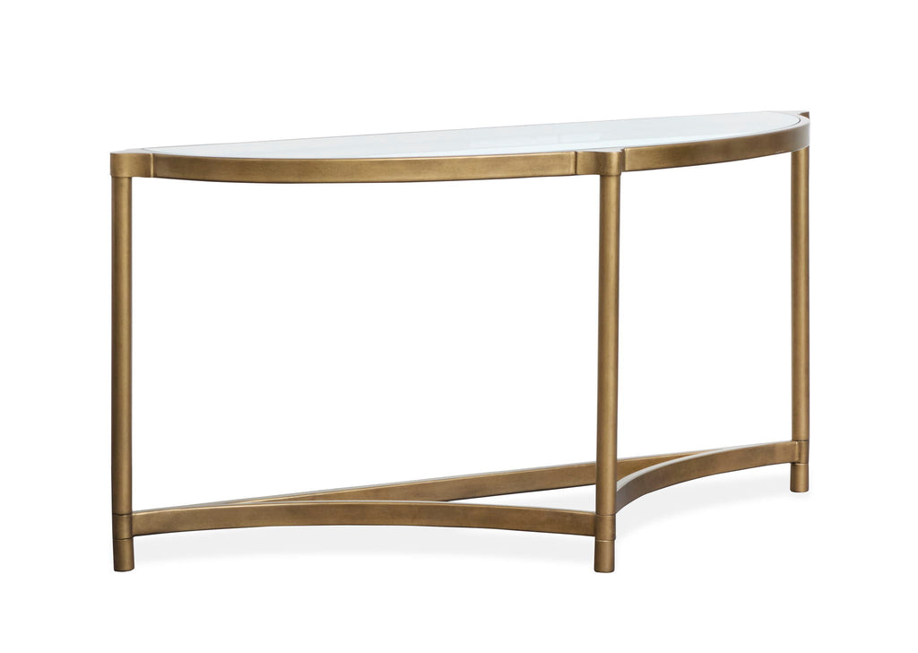 Cassidy - Demilune Sofa Table - Aged Brass And Volakas Classic by Unique Piece Furniture