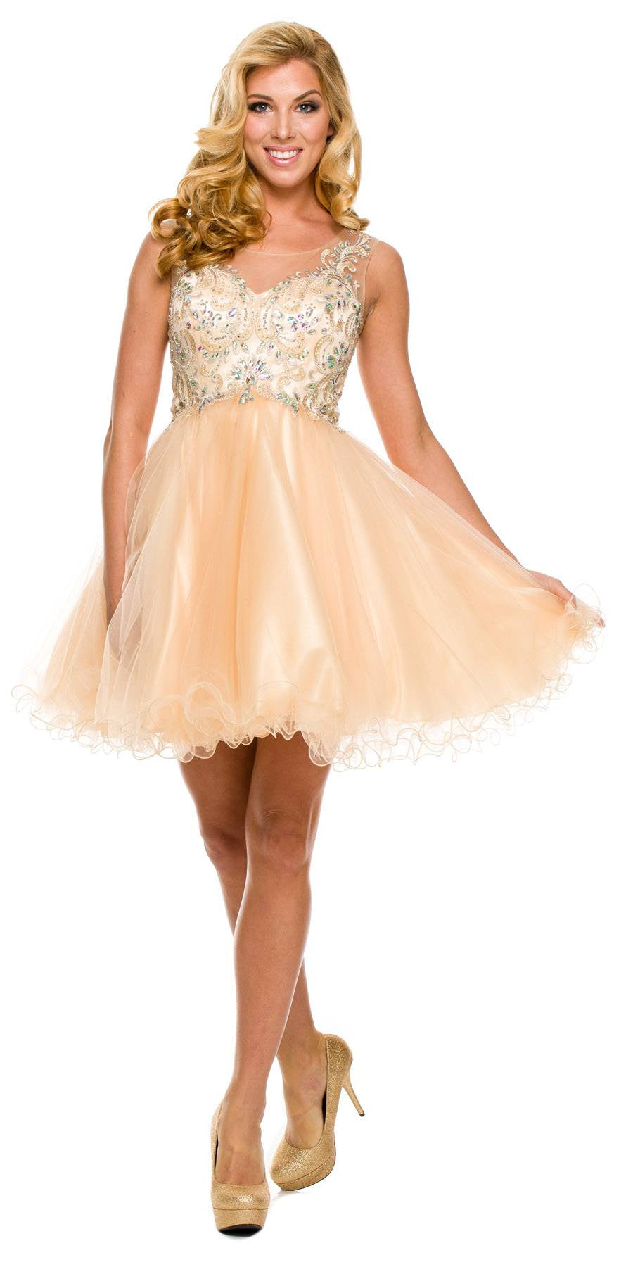 Juliet 749 Poofy A Line Short Dress Tulle Embroidery by DiscountDressShop