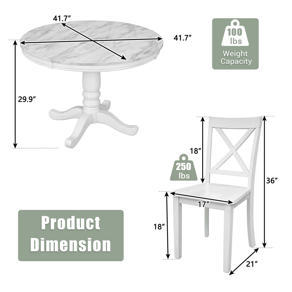 5 Pieces Dining Table And Chairs Set For 4 Persons, Kitchen Room Solid Wood Table With 4 Chairs by Unique Piece Furniture