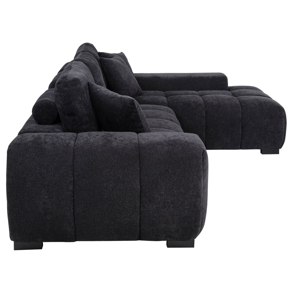 Octavia Upholstered Sectional Chaise Sofa Black by Unique Piece Furniture