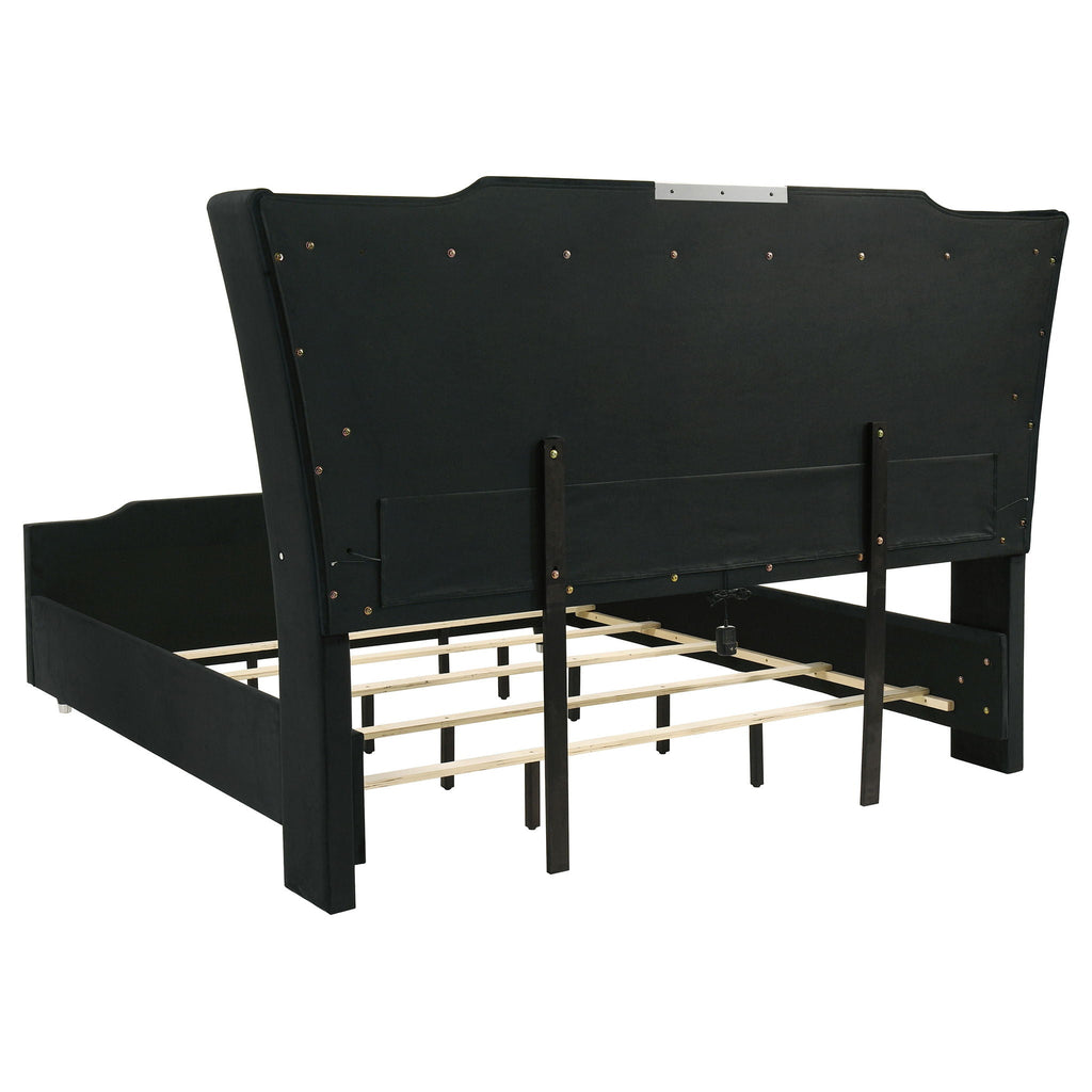Lorient Eastern King LED Upholstered Bed Black by Unique Piece Furniture