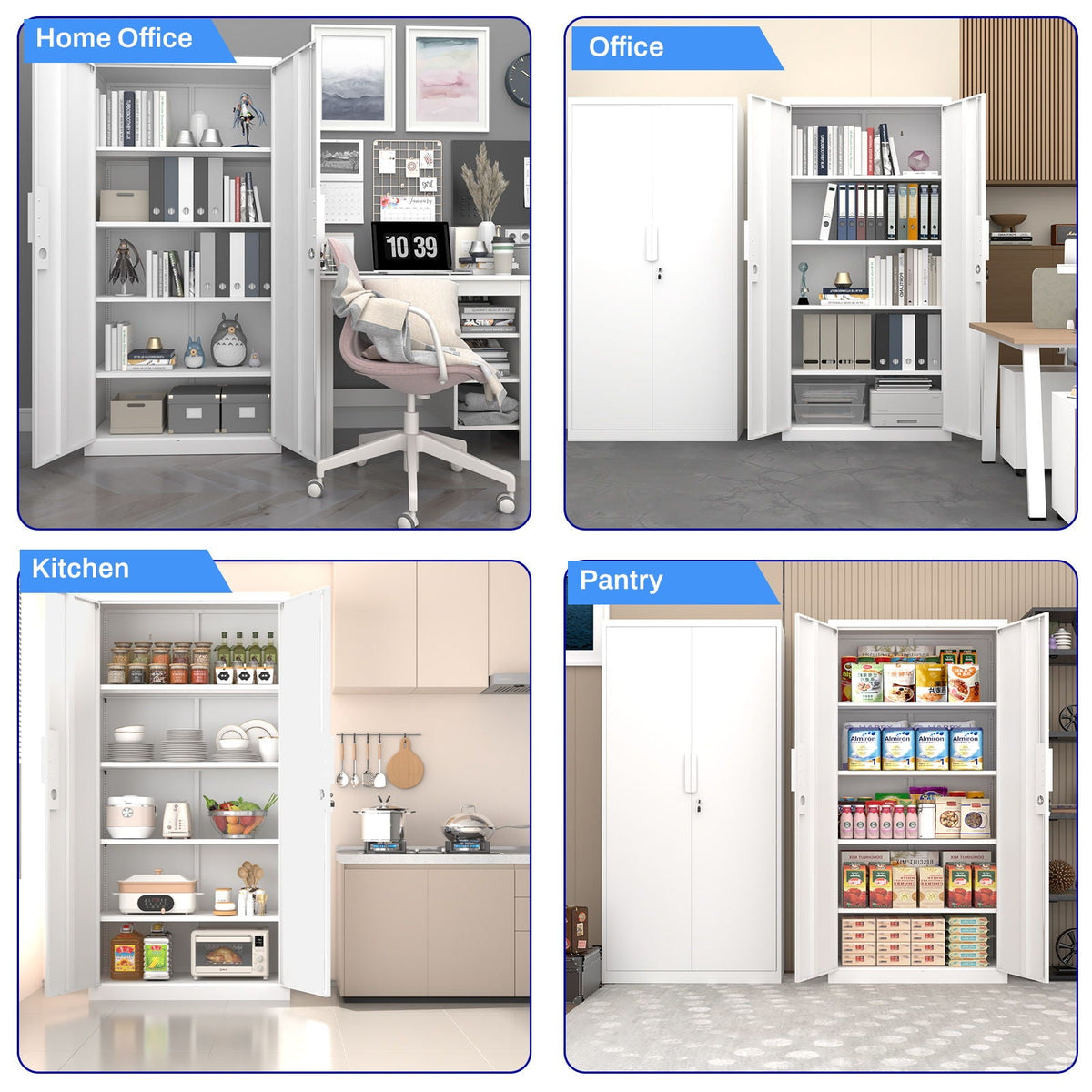 2 Door File Cabinet With Lock, 4 Adjustable Shelves, Heavy-Duty by Unique Piece Furniture