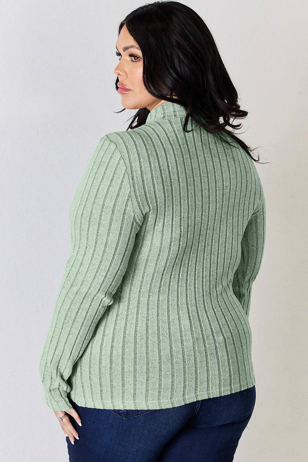 Basic Bae Full Size Ribbed Mock Neck Long Sleeve T-Shirt by Wild and Free Boutique