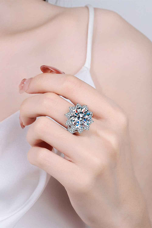 10 Carat Moissanite Flower-Shaped Ring by Wild and Free Boutique