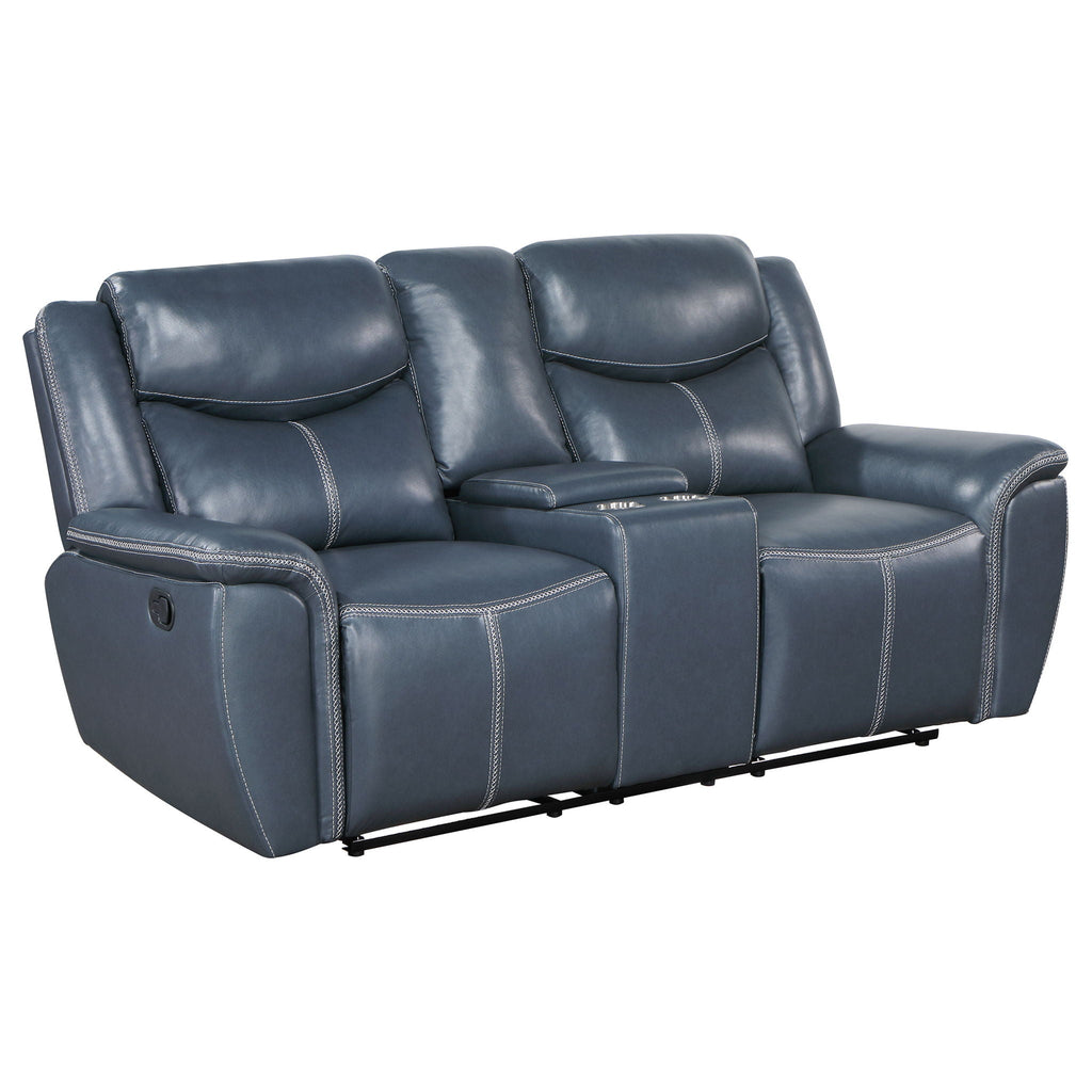 Sloane Upholstered Padded Arm Reclining Loveseat Blue by Unique Piece Furniture