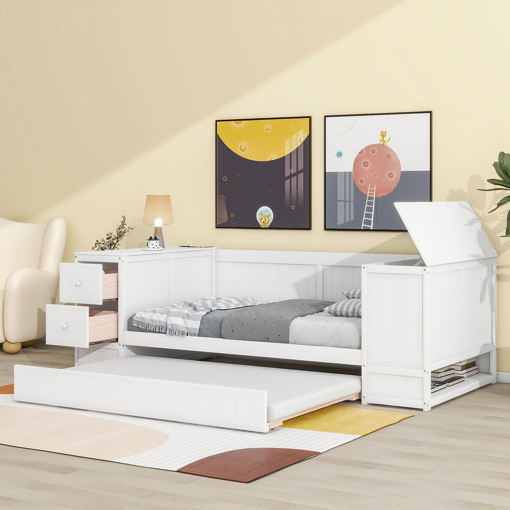 Daybed With Storage Arms, Trundle And Charging Station by Unique Piece Furniture