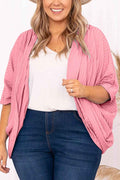 Pink Pink Pink Shimmer Ribbed Texture Plus Size Cardigan by Wild and Free Boutique