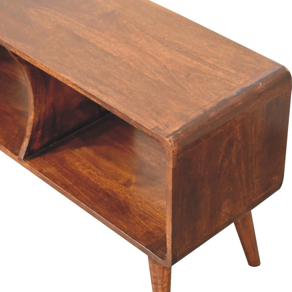 Curved Double Slot Media Unit - Dark Brown by Unique Piece Furniture