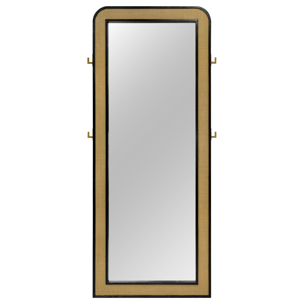 Arini Cane Weave Full Length Standing Floor Mirror Black by Unique Piece Furniture