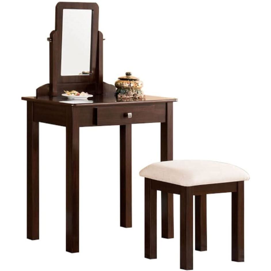Espresso Transitional Vanity Set With Mirror For Home Use by ShipItFurniture