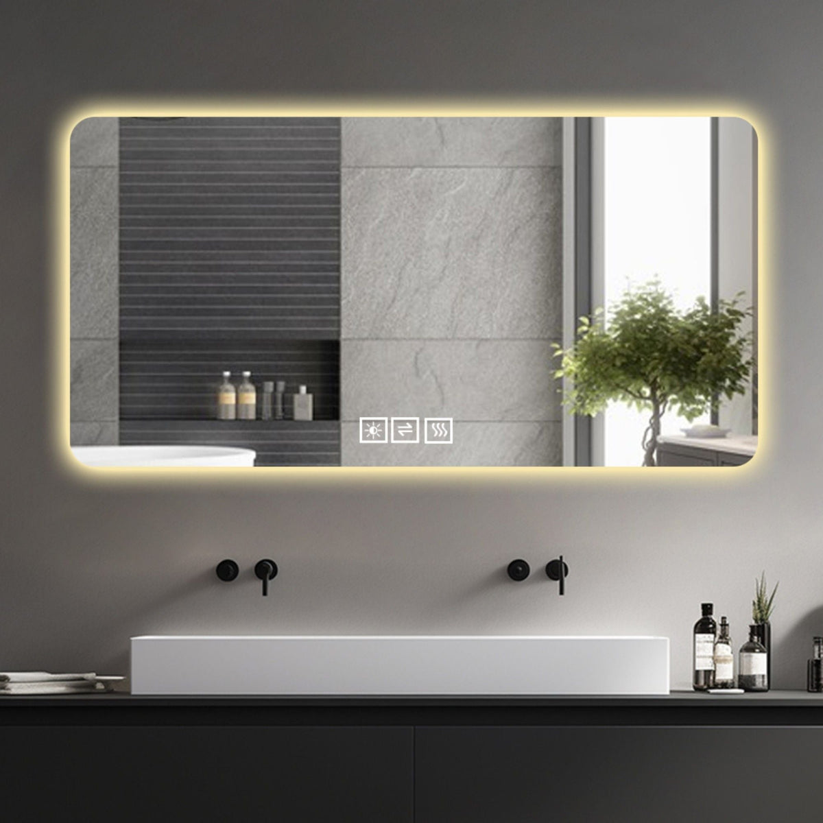 LED Bathroom Mirror With 3 Color Dimmable Backlight by Unique Piece Furniture