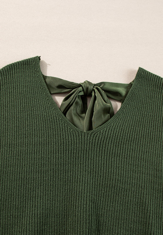 Tied Back V-Neck Long Sleeve Sweater by Wild and Free Boutique