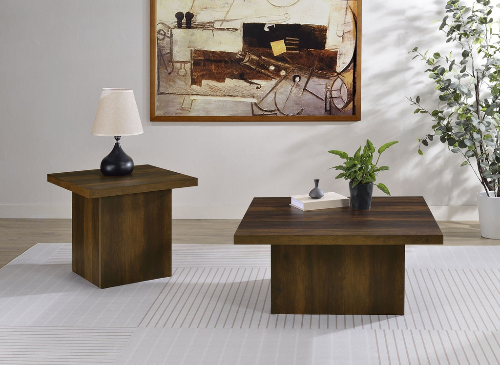 Devar 2-piece Square Coffee and End Table Set Dark Pine by Unique Piece Furniture