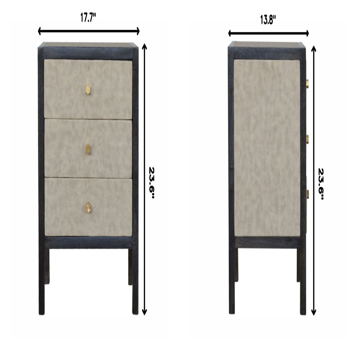 Nightstand, 3 Drawer - Black by Unique Piece Furniture