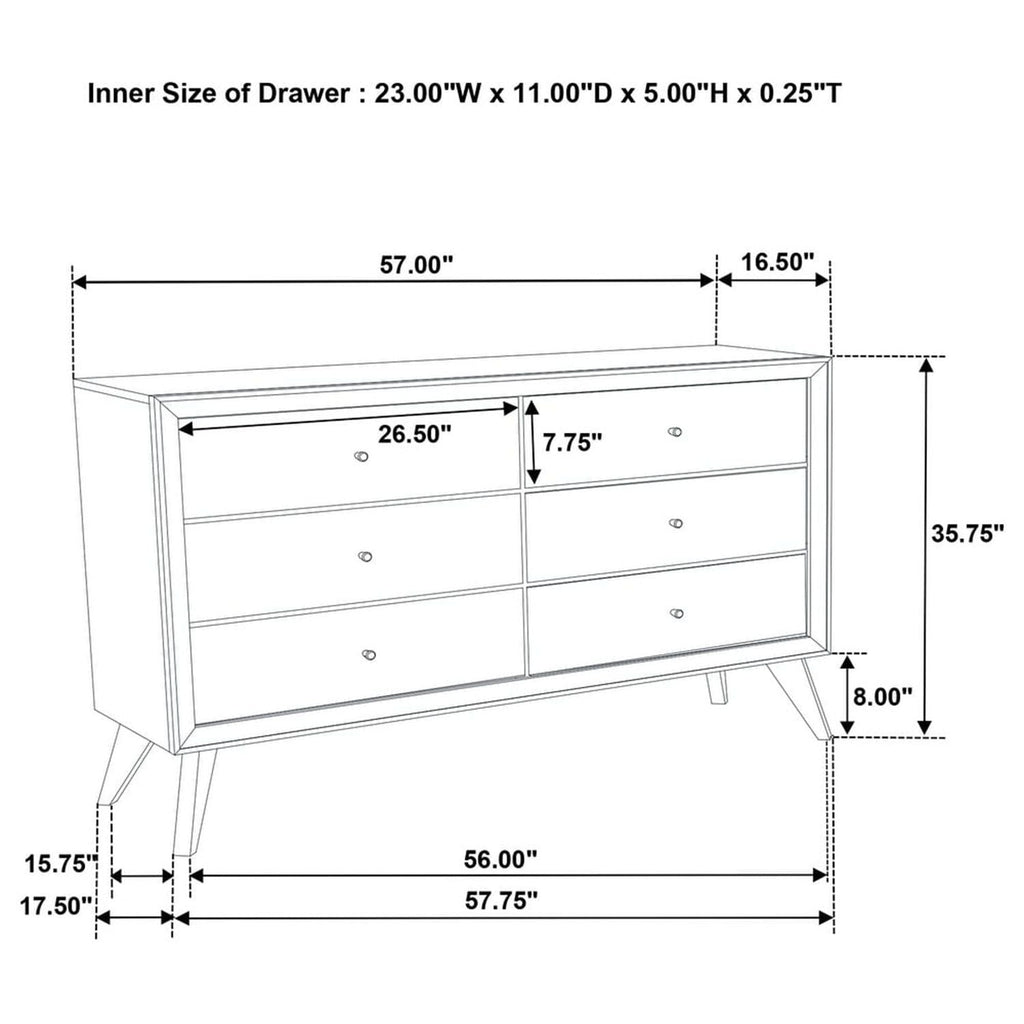 1 Piece Dresser With Angled Legs, Wave Texture And Round Knobs - White by Unique Piece Furniture