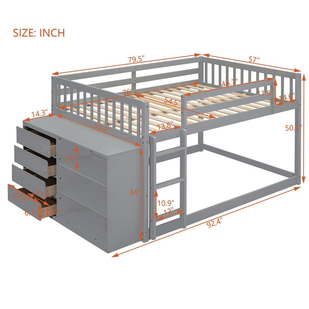 Bunk Bed With 4 Drawers And 3 Shelves by Unique Piece Furniture