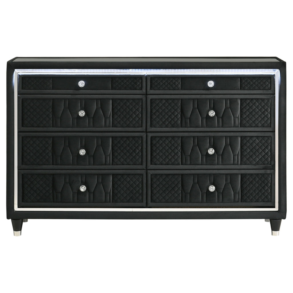 Lorient 8-drawer LED Bedroom Dresser Cabinet Black by Unique Piece Furniture