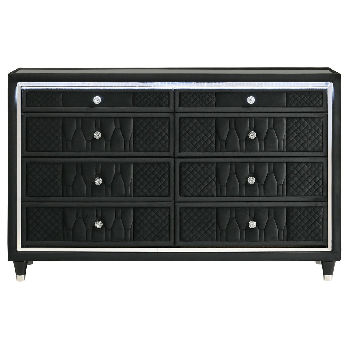 Lorient 8-drawer LED Bedroom Dresser Cabinet Black by Unique Piece Furniture