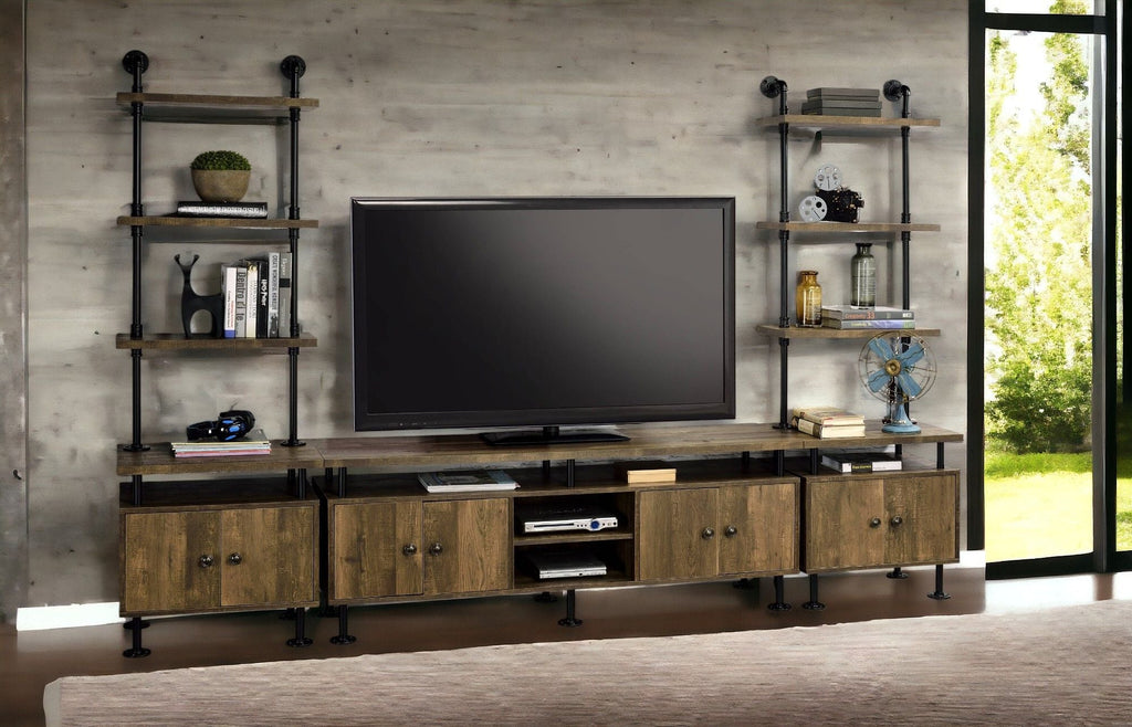 Ensata II - TV Stand - Rustic Oak / Black by Unique Piece Furniture