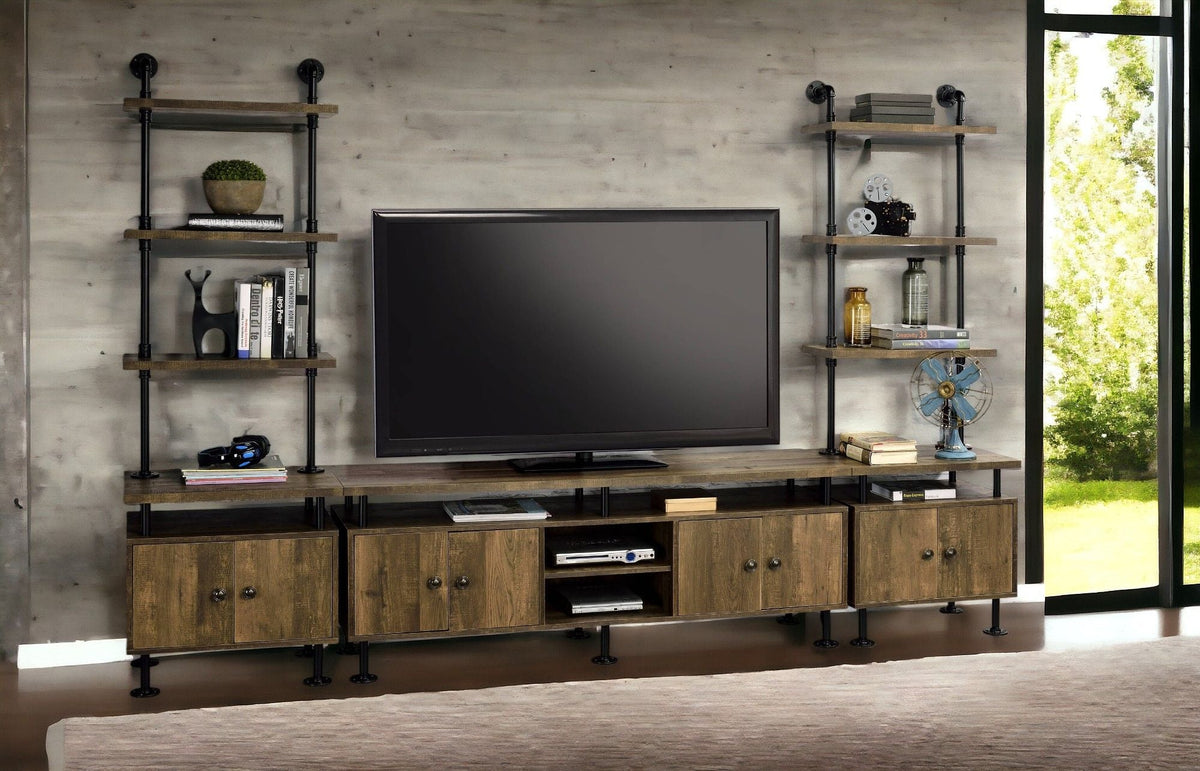 Ensata II - TV Stand - Rustic Oak / Black by Unique Piece Furniture
