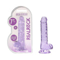 RealRock Crystal Clear Realistic 7 in. Dildo With Balls and Suction Cup Purple by Shots America LLC