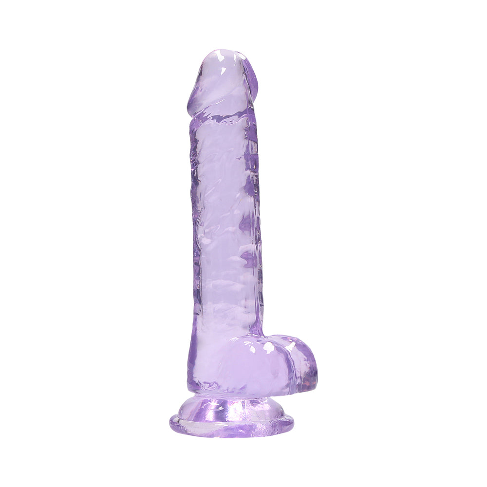 RealRock Crystal Clear Realistic 7 in. Dildo With Balls and Suction Cup Purple by Shots America LLC