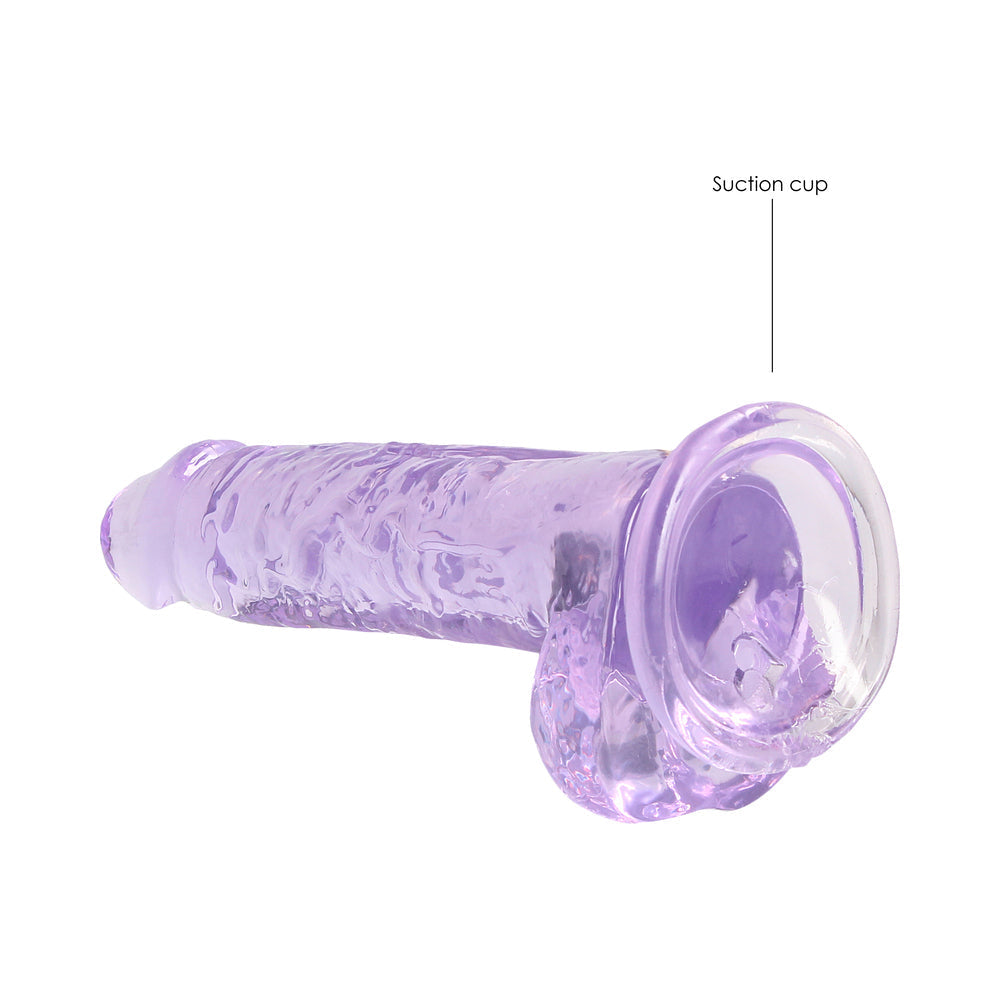 RealRock Crystal Clear Realistic 7 in. Dildo With Balls and Suction Cup Purple by Shots America LLC