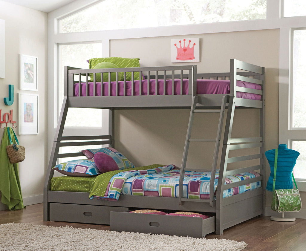 Ashton 2-drawer Wood Twin Over Full Bunk Bed Grey by Unique Piece Furniture