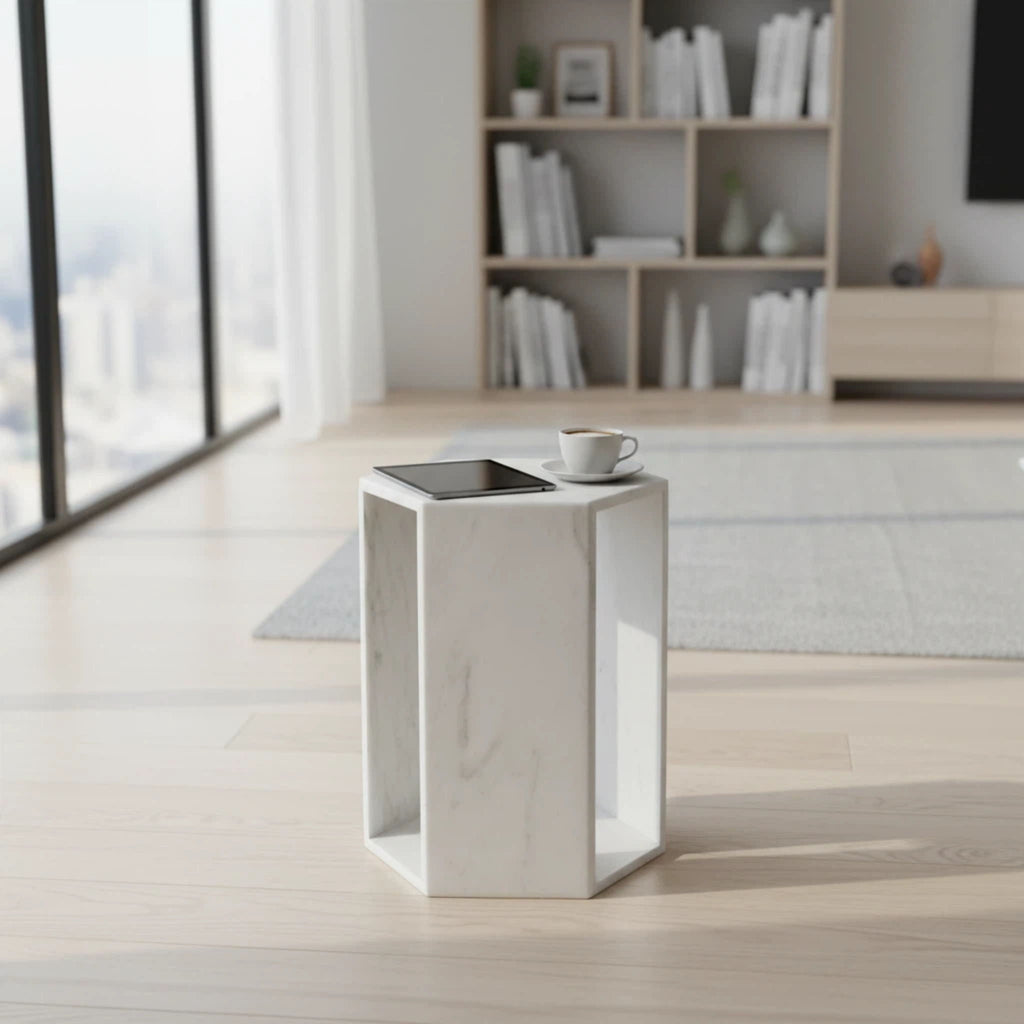 Modern Minimalist Hexagon Side Table by Unique Piece Furniture