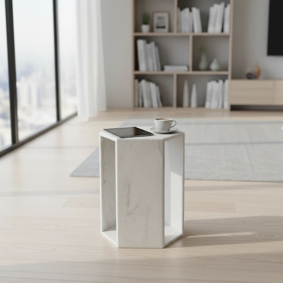 Modern Minimalist Hexagon Side Table by Unique Piece Furniture
