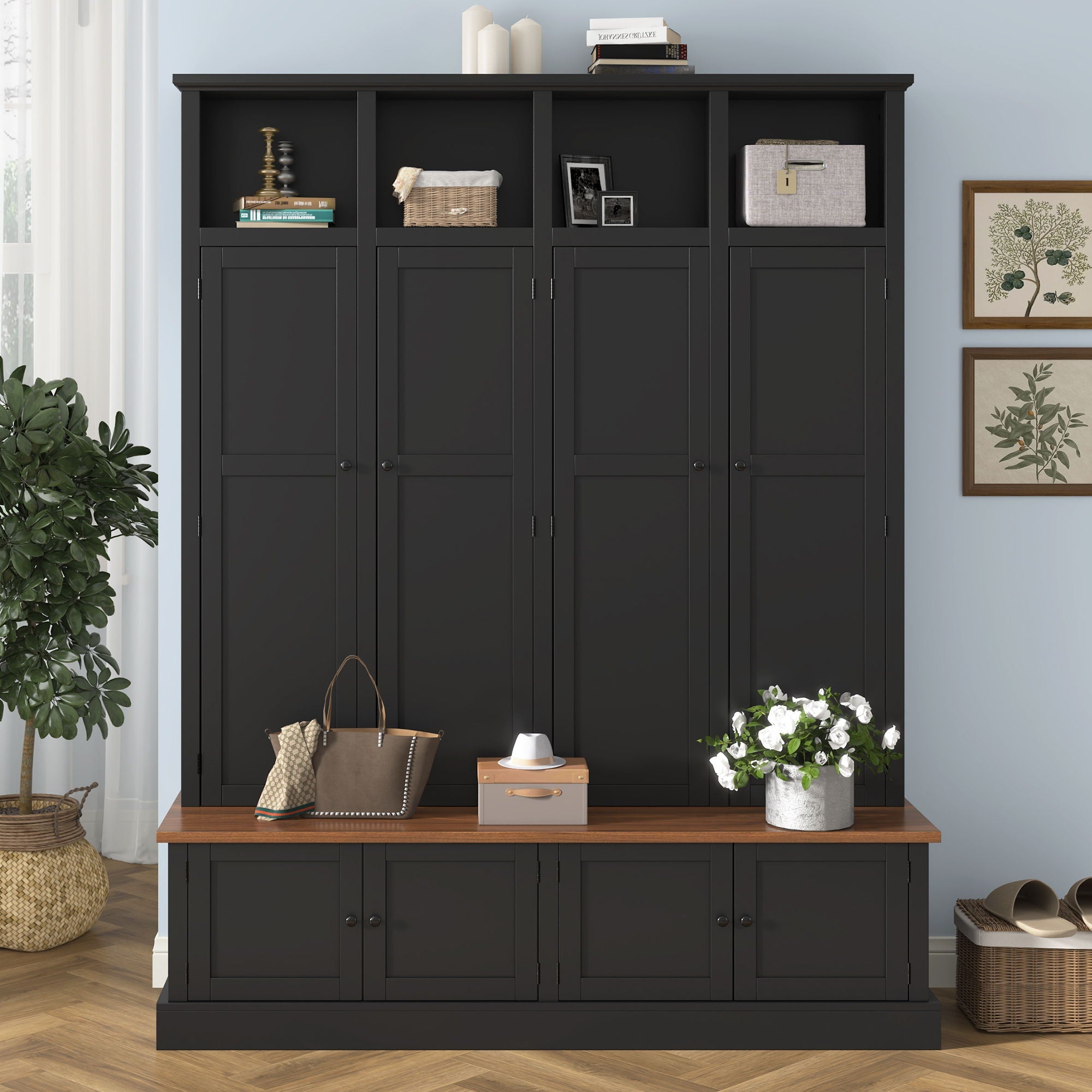 Hall Tree With Bench And Cabinet by Unique Piece Furniture