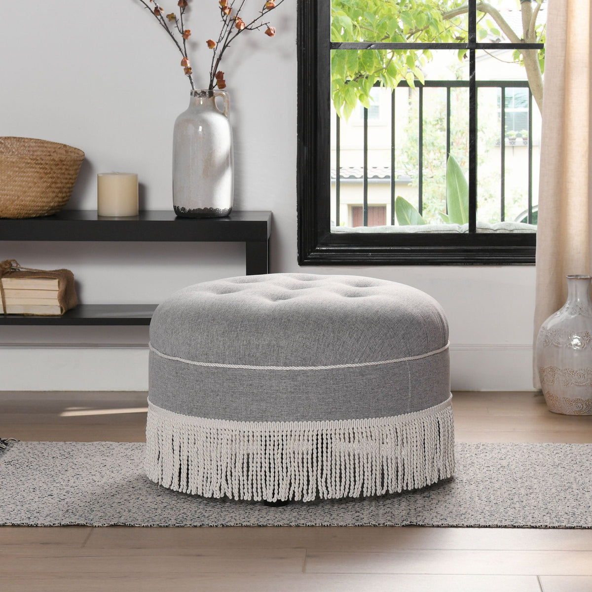 Yolanda - Round Upholstered Accent Ottoman by Unique Piece Furniture