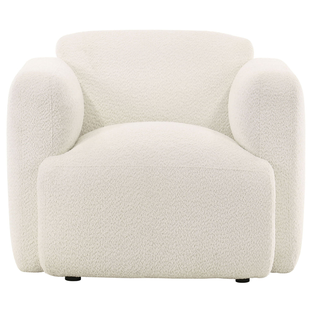 Dorset Fabric Upholstered Round Track Arm Accent Chair White by Unique Piece Furniture