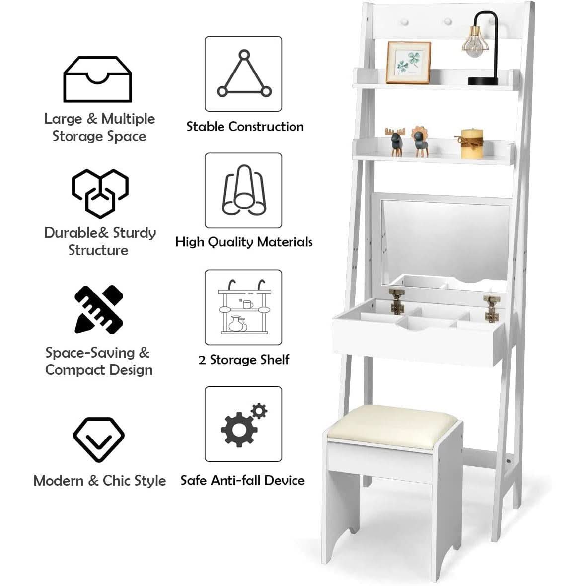 3 In 1 Vanity Table With Flip Top Mirror Makeup Desk by ShipItFurniture